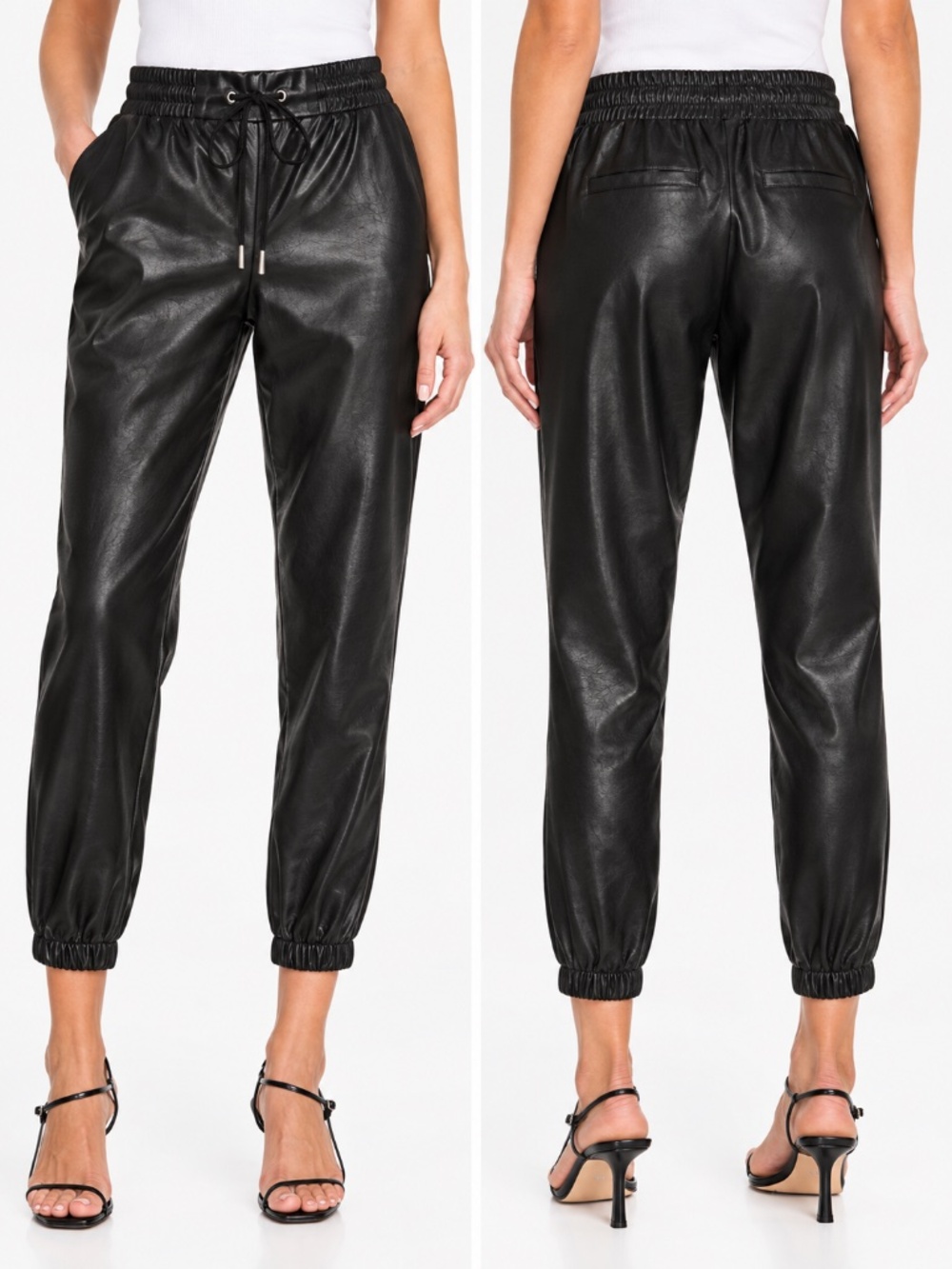 n:PHILANTHROPY Black Faux Leather Joggers
